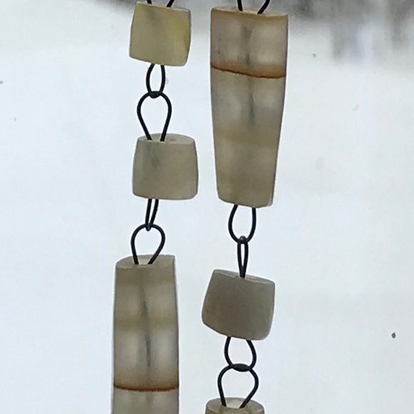 Vintage Moss Agate 3 Line Stone Beads Necklace - Picture 5 of 8